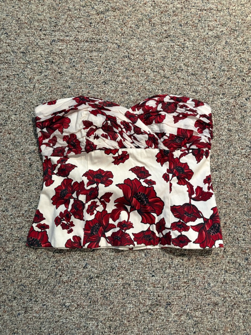 White House Black Market Top with Red Floral Print